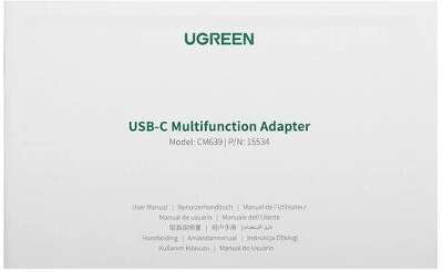 Конвертер UGREEN CM639 (15534) Revodok Pro 10-in-1 8K@30Hz USB-C to 1*USB3.0&2*USB2.0&USB-C3.0&2*HDMI&RJ45 Gigabit&SD&TF&PD. Цвет: серый