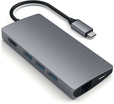 Адаптер Satechi USB-C Aluminum Multi-Port Adapter 4K with Ethernet V2, Space Gray [ST-TCMA2M]