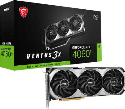 Видеокарта MSI NVIDIA nVidia GeForce RTX 4060Ti VENTUS 3X 8G OC 8Gb DDR6 PCI-E HDMI, 3DP