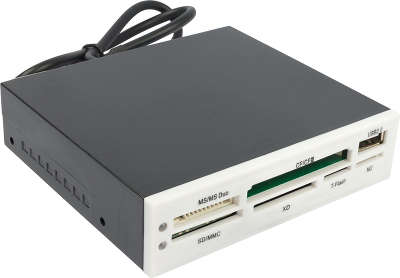 Устройство чтения,записи  Acorp (all-in-1, + USB port) USB 2.0, CRIP200W белый внутренний 3.5