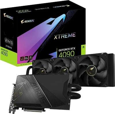 Видеокарта GIGABYTE NVIDIA nVidia GeForce RTX 4090 AORUS XTREME WATERFORCE 24Gb DDR6X PCI-E HDMI, 3DP