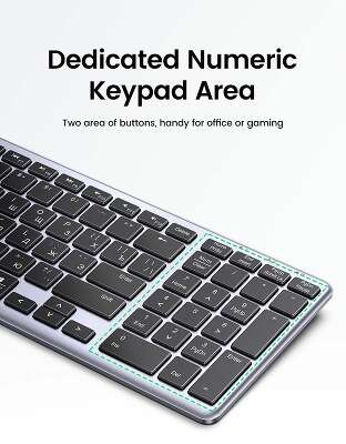 Клавиатура беспроводная UGREEN KU005 (15956) 2.4GHz Bluetooth5.0 Ultra Slim Wireless Keyboard. серебристый