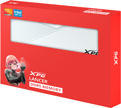 Оперативная память ADATA LANCER DDR5 DIMM 32GB 6400MHz 2*16GB 32-39-39 1.4V WHITE DUAL COLOR BOX