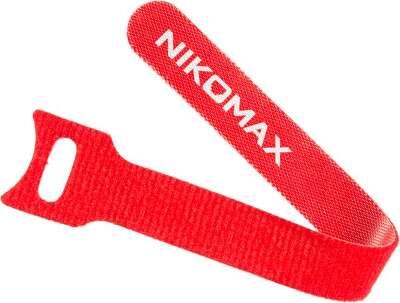 Стяжка-липучка NIKOMAX с мягкой пряжкой, 310х16мм, для пучков до 85мм, красная, уп-ка 10шт.