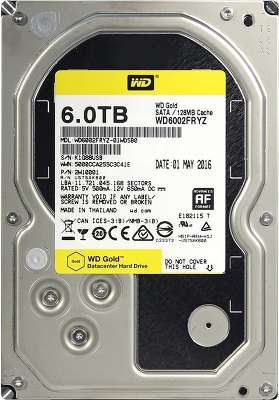 Жесткий диск WD SATA-III 6Tb WD6002FRYZ Gold (7200rpm) 128Mb 3.5