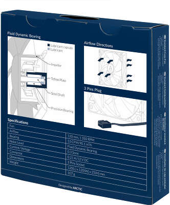 Вентилятор Arctic Cooling ARCTIC F12 Black, 120мм, 1350rpm, 3-pin