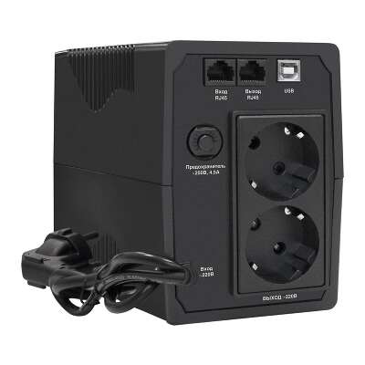 Exegate EP285474RUS ИБП ExeGate Power Back BNB-850.LED.AVR.EURO.RJ.USB <850VA/480W, LED, AVR,2 евророзетки, RJ45/11, USB, Black>
