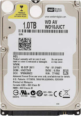 Жёсткий диск 2.5" SATA-II 1TB [WD10JUCT] WD AV-25, 5400rpm, 16MB Cache