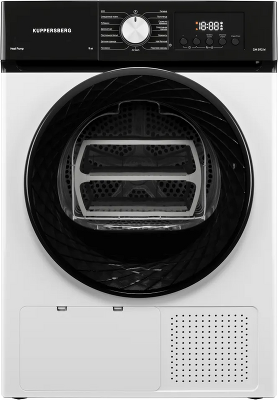 Сушильная машина Kuppersberg/ Сушильная машина Kuppersberg, High-Tech, загрузка 9 кг, 15 программ, тепловой насос, электронное кнопочное управление, корзина для сушки, блокировка от детей, энергоэффективность А++, цвет белый