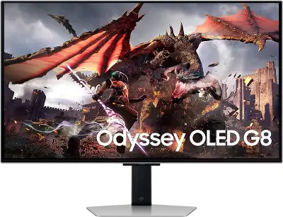 Монитор Samsung 32" Odyssey OLED G8 LS32DG800SIXCI серебристый OLED LED 16:9 HDMI M/M TV матовая HAS Piv 250cd 178гр/178гр 3840x2160 240Hz FreeSync Premium Pro DP 4K USB 8.4кг