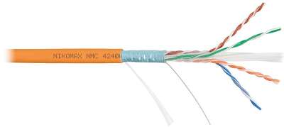 Кабель NIKOMAX F/UTP 4 пары, Кат.6 (Класс E), тест по ISO/IEC, 250МГц, одножильный, BC (чистая медь), 23AWG (0,55мм), полимерный материал нг(А)-HF, внутренний, оранжевый, 305м - гарантия: 5 лет / 15 лет системная