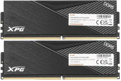 Память DDR5 2x16GB 6400MHz A-Data AX5U6400C3216G-DCLABK XPG Lancer RTL Gaming PC5-51200 CL32 DIMM 288-pin 1.4В kit dual rank с радиатором Ret