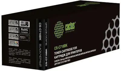 Картридж лазерный Cactus CS-C718BK 718 BK черный (3400стр.) для Canon i-Sensys MF8330/MF8340/MF8350/MF8360/MF8540/MF8580/LBP7200/7210/7660/7680