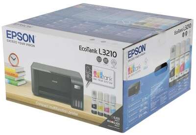 МФУ струйный Epson EcoTank L3210 (A4, принтер/сканер/копир, 5760x1440dpi, 33чб/15цв. ppm, СНПЧ, Ink003 , USB) (C11CJ68501)