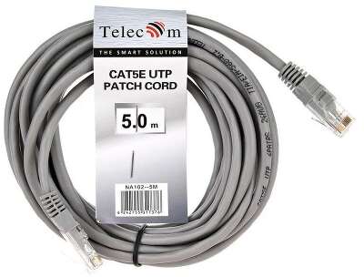 Telecom Патч-корд UTP кат.5е 5м серый [NA102--5M][6242755317376]