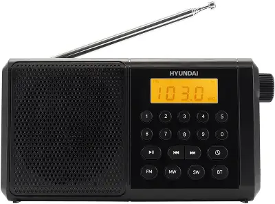 Радиоприемник портативный Hyundai H-PSR115 черный USB microSD