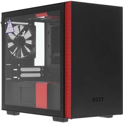 Корпус NZXT H210 Black/red, черный, mini-ITX, Без БП (CA-H210B-BR)