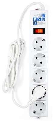 PowerCube Фильтр-удлинитель 0.5м, 5 розеток 10А (SPG-B-0,5M-WHITE), белый {13560}