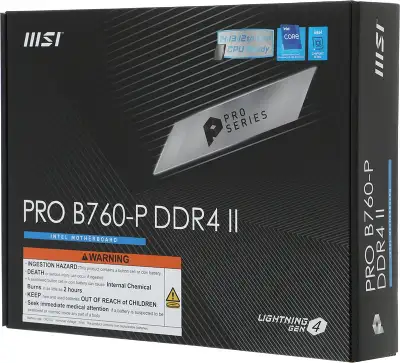 Материнская плата MSI PRO B760-P DDR4 II Soc-1700 Intel B760 4xDDR4 ATX AC`97 8ch(7.1) 2.5Gg+HDMI+DP