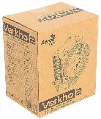 Кулер CPU Aerocool Verkho 2 (универсальный, 110W, 15-25 dB, 800-2000 rpm, 90мм, 4pin, медь+алюминий) RTL