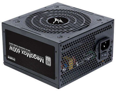 Блок питания ZALMAN 600W MegaMax V2 black (ATX, 80+, APFC, 20+4P, 2xPCIe 6+2P, 4хMolex, 6xSATA, 120mm fan, RTL) (ZM600-TXII)