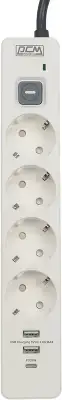Сетевой фильтр PowerCom SP-01 USB2A1CW 3.0M, 4 розетки, 2xUSB, 1xUSB-Type C, 3м, 16A