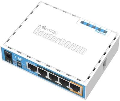 MikroTik RB951Ui-2nD Беспроводной маршрутизатор,  hAP 2.4Ghz, 5xLAN, 2.4 ГГц 802.11b/g/n, MIMO 2x2, 22 дБм