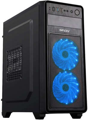 Корпус Ginzzu E220 FAN 12LED *2 Blue USB3.0