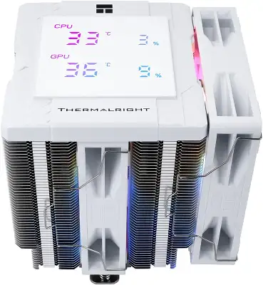 Устройство охлаждения(кулер) Thermalright Peerless Assassin 120 Digital ARGB Soc-AM5/AM4/1200/1700/1851 белый 4-pin 25.6dB Al+Cu LCD Ret (PA120-DIGITAL-WH-ARGB)