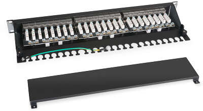патч-панель Cabeus PL-24-Cat.6a-SH-Dual IDC Патч-панель 19" (1U), 24 порта RJ-45, категория 6a, полностью экранированная, с задним кабельным организатором