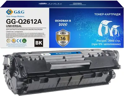Картридж лазерный G&G GG-Q2612A черный (2000стр.) для HP LJ 1010/1012/1015/1018/1020/1020Plus/1022/3015/3020