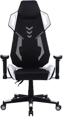 Кресло игровое Cactus CS-CHR-090BLW черный/белый экокожа/сетка крестов. нейлон