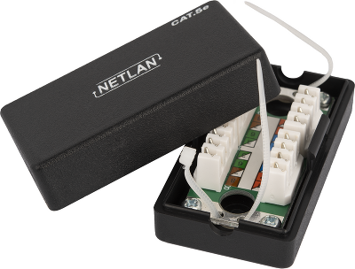 Кабельный соединитель NETLAN IDC-IDC, Кат.5e (Класс D), 100МГц, 110/KRONE, T568A/B, неэкранированный, черный, уп-ка 10шт.