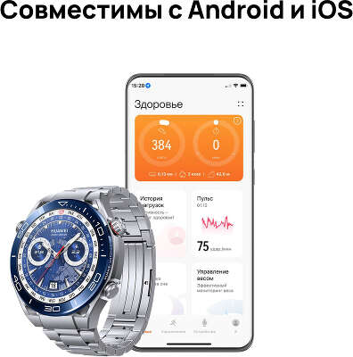 Смарт-часы Huawei Watch Ultimate CLB-B19 1.5" AMOLED корп.серебристый рем.серебристый разм.брасл.:140-210мм (55020AGQ)