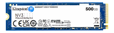 Твердотельный накопитель Kingston SSD 500GB NV3 M.2 2280 NVMe Gen4x4 R5000/W3000MB/s MTBF 2M 160TBW Retail 1 year