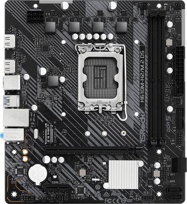 Материнская плата ASROCK H610M-H2/M.2 D5, LGA1700, H610, 2*DDR5, 4*SATA, 1*M.2, 2*USB 3.2, 4*USB 2.0, 1*PCIx16, 1*PCIx1, 2*HDMI, mATX