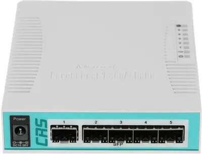 MikroTik CRS106-1C-5S Коммутатор L2 Cloud Router Switch with QCA8511 400MHz CPU, 128MB RAM, 1x Combo port (Gigabit Ethernet or SFP), 5 x SFP