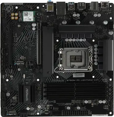 Материнская плата Asrock B760M PG LIGHTNING WIFI Soc-1700 Intel B760 4xDDR5 mATX AC`97 8ch(7.1) 2.5Gg RAID+HDMI+DP