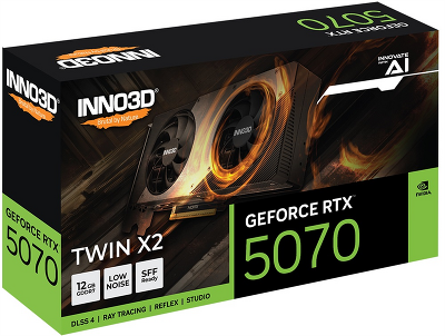 Видеокарта INNO3D RTX 5070 Twin X2//RTX5070, HDMI, DP*3, 12G,D7