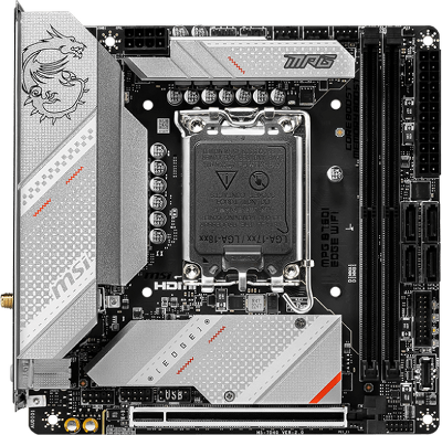 Материнская плата/ MB MSI INTEL B760 s1700, 2xDDR5(128GB), HDMI 2.1/DP, 1xPCIe 5.0x16, 1xLAN (2.5GbE), Wi-Fi, BT, 4xSATA 6Gb/s, 2xM.2, 1xUSB-C, 5xUSB 3.2, 2xUSB 2.0, mini ITX