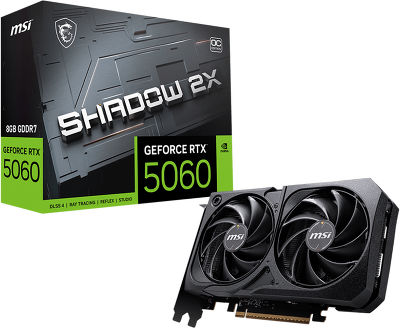 Видеокарта MSI RTX 5060 8G SHADOW 2X OC//RTX 5060, HDMI, DP*3, 8G, D7