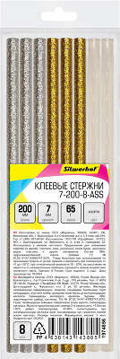 Cтержни клеев. для клеев.пист. Silwerhof 7-200-8-ASS дл.200мм D7мм разные цвета упак:8шт