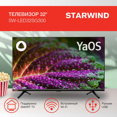 Телевизор 32" StarWind SW-LED32SG300 HD HDMIx2, USBx1
