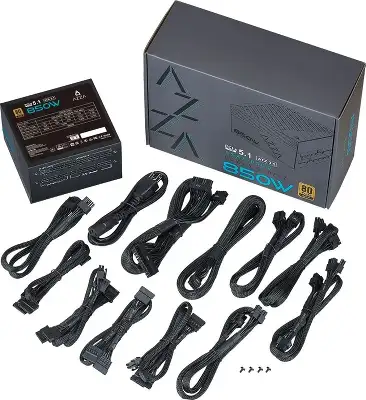 Блок питания Azza ATX 850W PSAZ-850GM Gen.5 80+ gold (20+4pin) APFC 120mm fan 5xSATA Cab Manag RTL