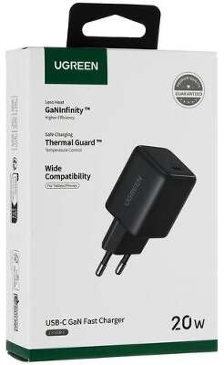 Зарядное устройство UGREEN X512 (55553) Mini 20W USB-C GaN Fast Charger EU. Цвет: черный