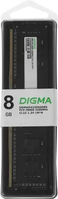 Память DDR4 8Gb 3200MHz Digma DGMAD43200008S RTL PC4-25600 CL22 DIMM 288-pin 1.2В single rank Ret