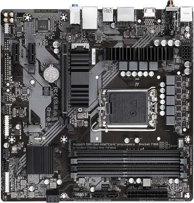 Материнская плата Gigabyte B760M DS3H AX DDR4, Socket 1700, Intel®B760, 4xDDR4-3200, HDMI+DP+DP, 1xPCI-Ex16, 2xPCI-Ex1, 4xSATA3(RAID 0/1/5/10), 2xM.2, 8Ch Audio, GLan, WiFi, (2+4)xUSB2.0, (3+2)xUSB3.2, (1+0)xUSB3.2 Type-C™, 1xPS/2, mATX, RTL