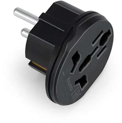 Адаптер-переходник Buro  BU-PA01-B (1 розетка) черный (пакет ПЭ) {1844152} {переходник для Apple универсальный}