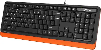 Клавиатура A4Tech FKS10 черный/оранжевый USB (подставка для запястий) (FKS10 ORANGE) кабель 1.5м