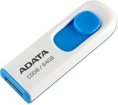 USB накопитель ADATA C008 AC008-64G-RWE USB 2.0, 64GB White/Blue, RTL (791462)